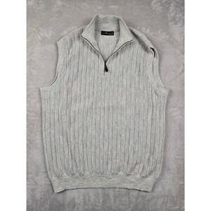 Peru Unlimited Sweater Vest Mens XL Gray Alpaca Wool Blend Quarter Zip Ribbed